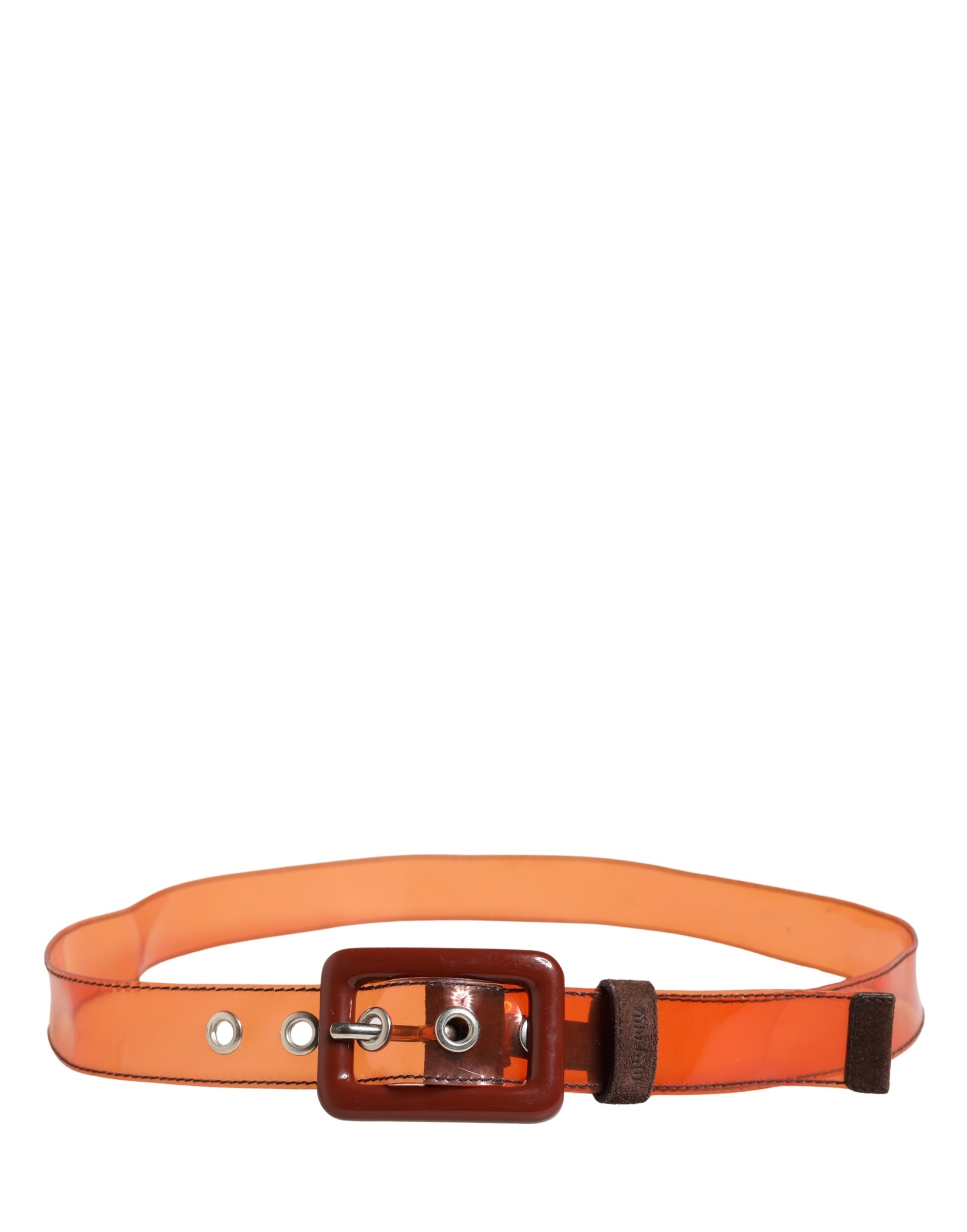 Miu Miu Orange PVC Waist Belt with Square Buckle - Playful Elegance Redefined