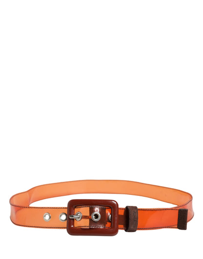 Miu Miu Orange PVC Waist Belt with Square Buckle - Playful Elegance Redefined