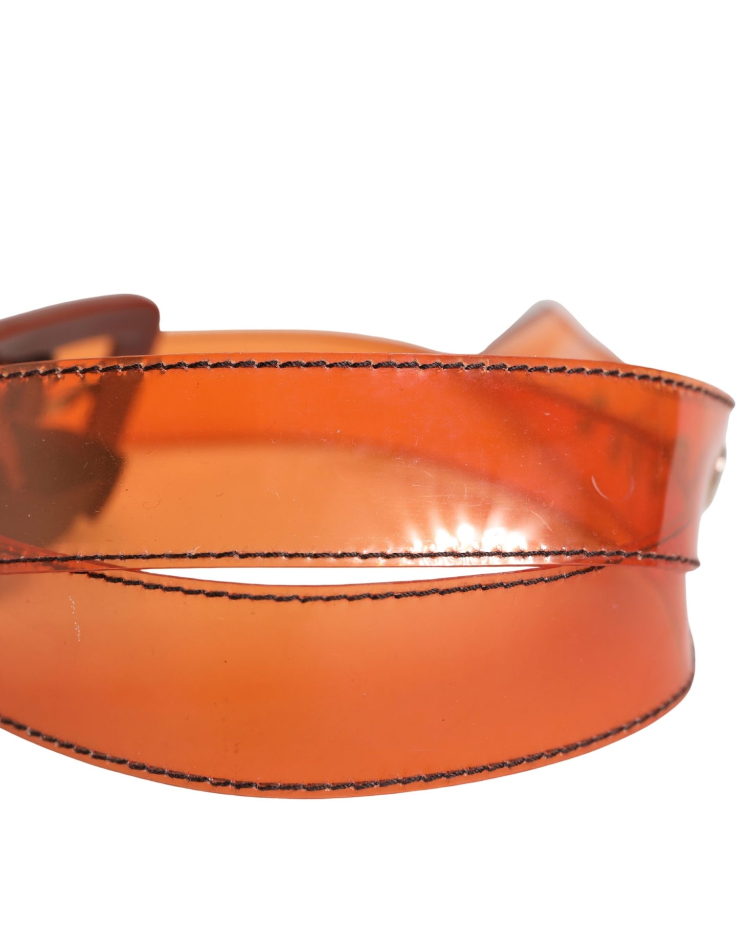 Miu Miu Orange PVC Waist Belt with Square Buckle - Playful Elegance Redefined
