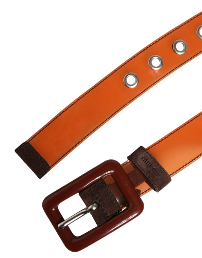 Miu Miu Orange PVC Waist Belt with Square Buckle - Playful Elegance Redefined