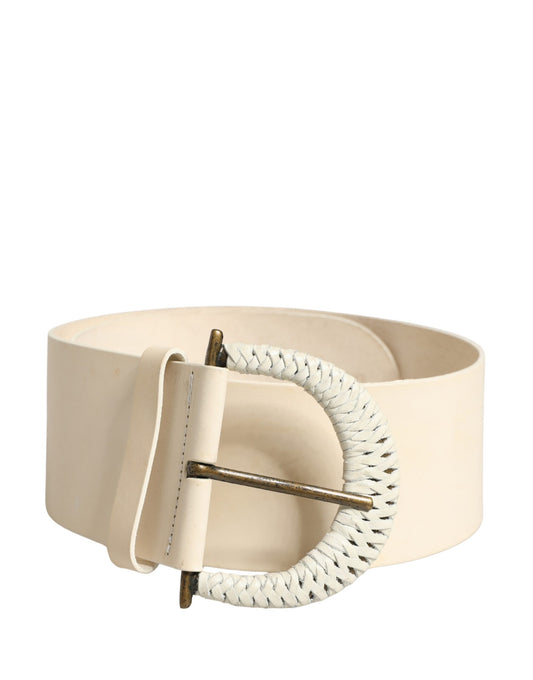 Cavalli Class Off White Leather Waist Belt - Preowned with Character