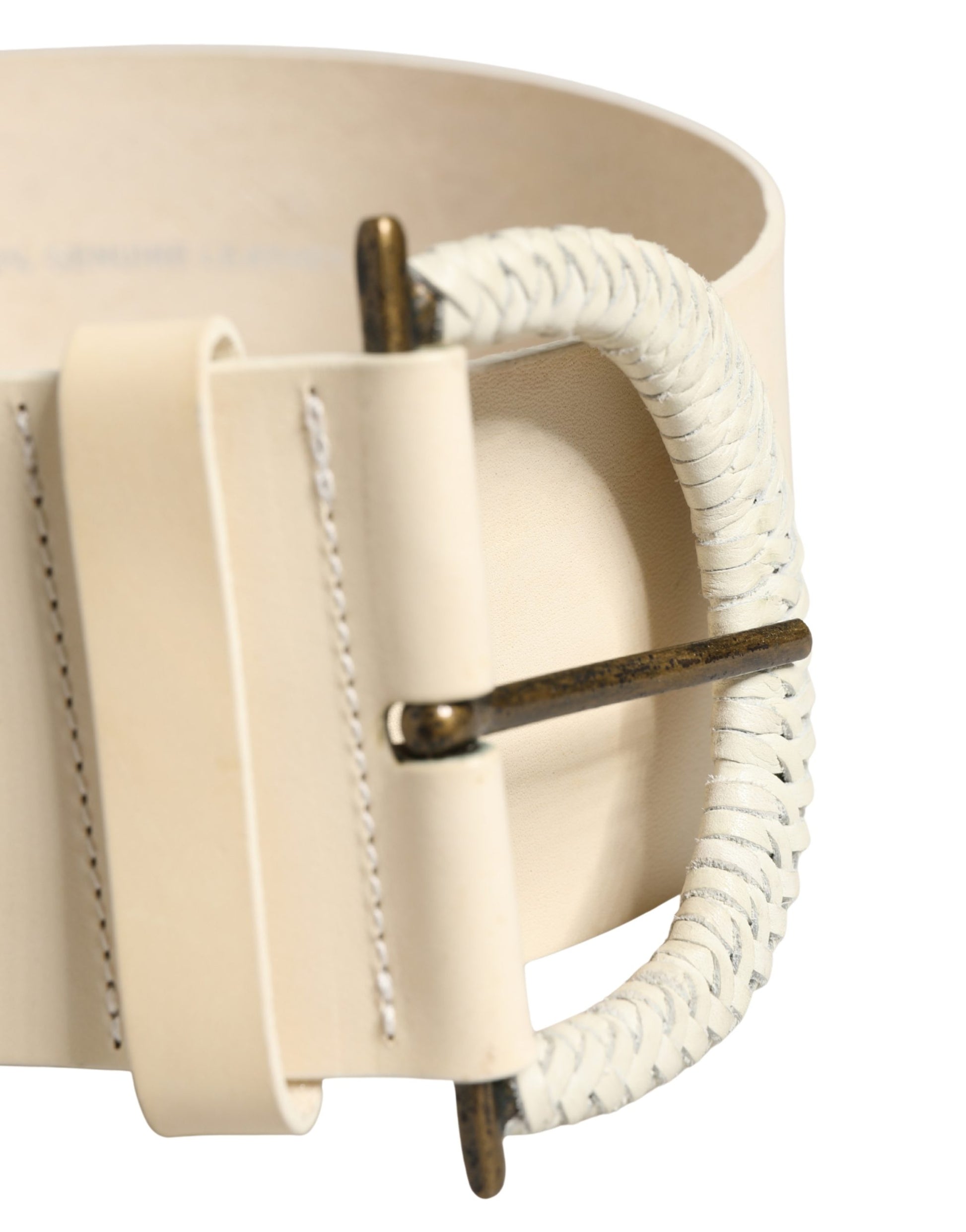Cavalli Class Off White Leather Waist Belt - Preowned with Character