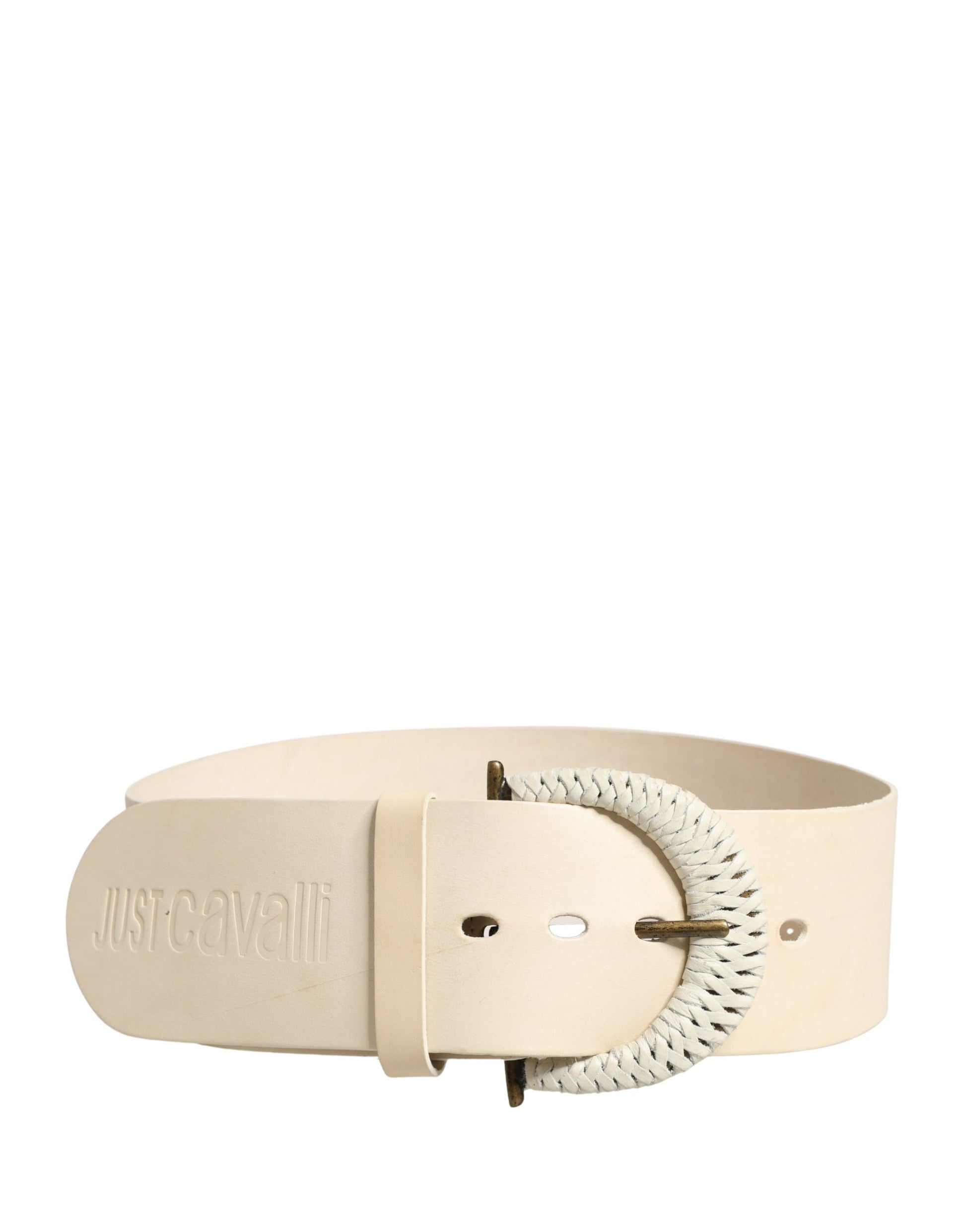 Cavalli Class Off White Leather Waist Belt - Preowned with Character
