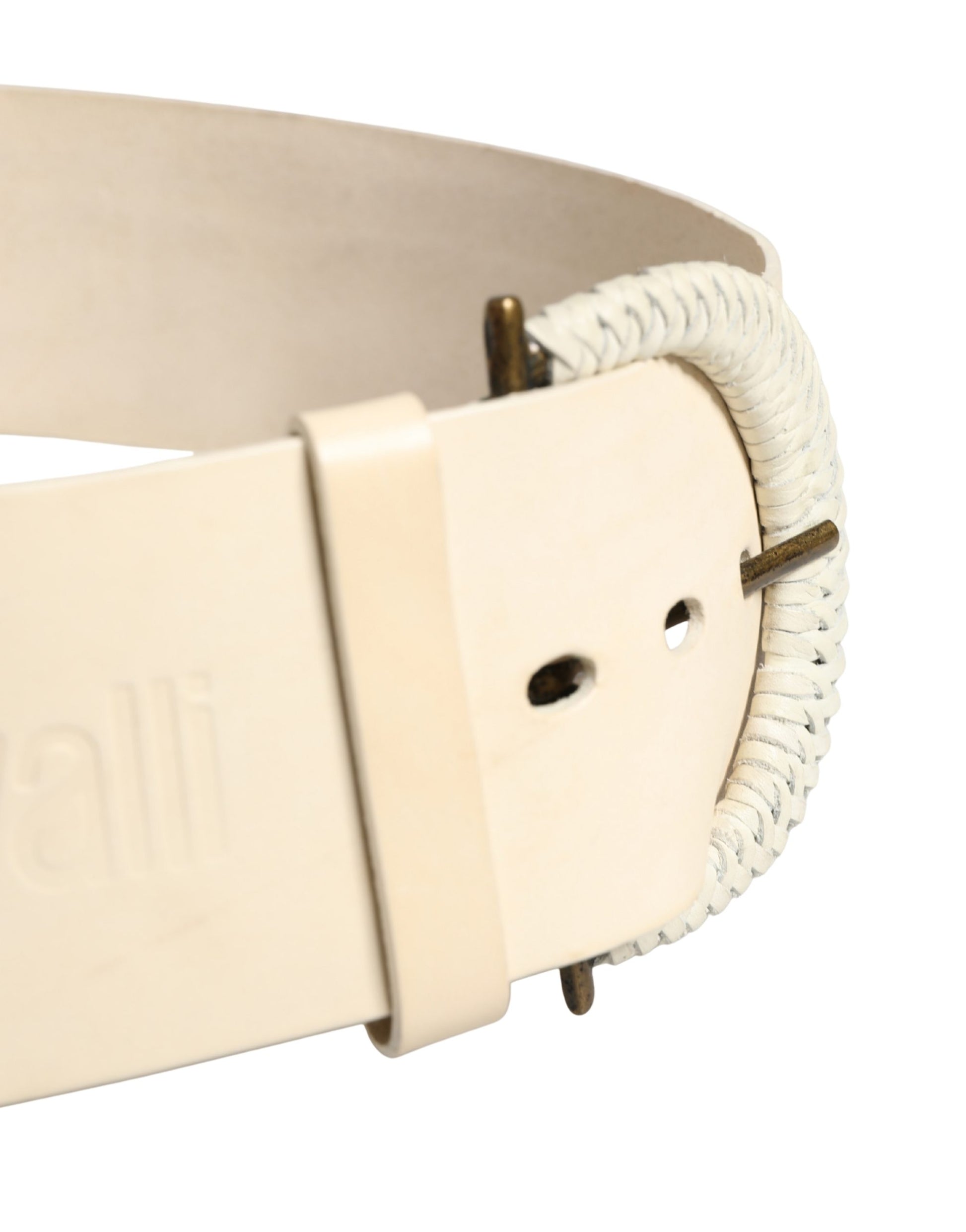 Cavalli Class Off White Leather Waist Belt - Preowned with Character
