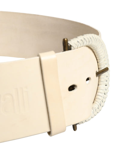 Cavalli Class Off White Leather Waist Belt - Preowned with Character