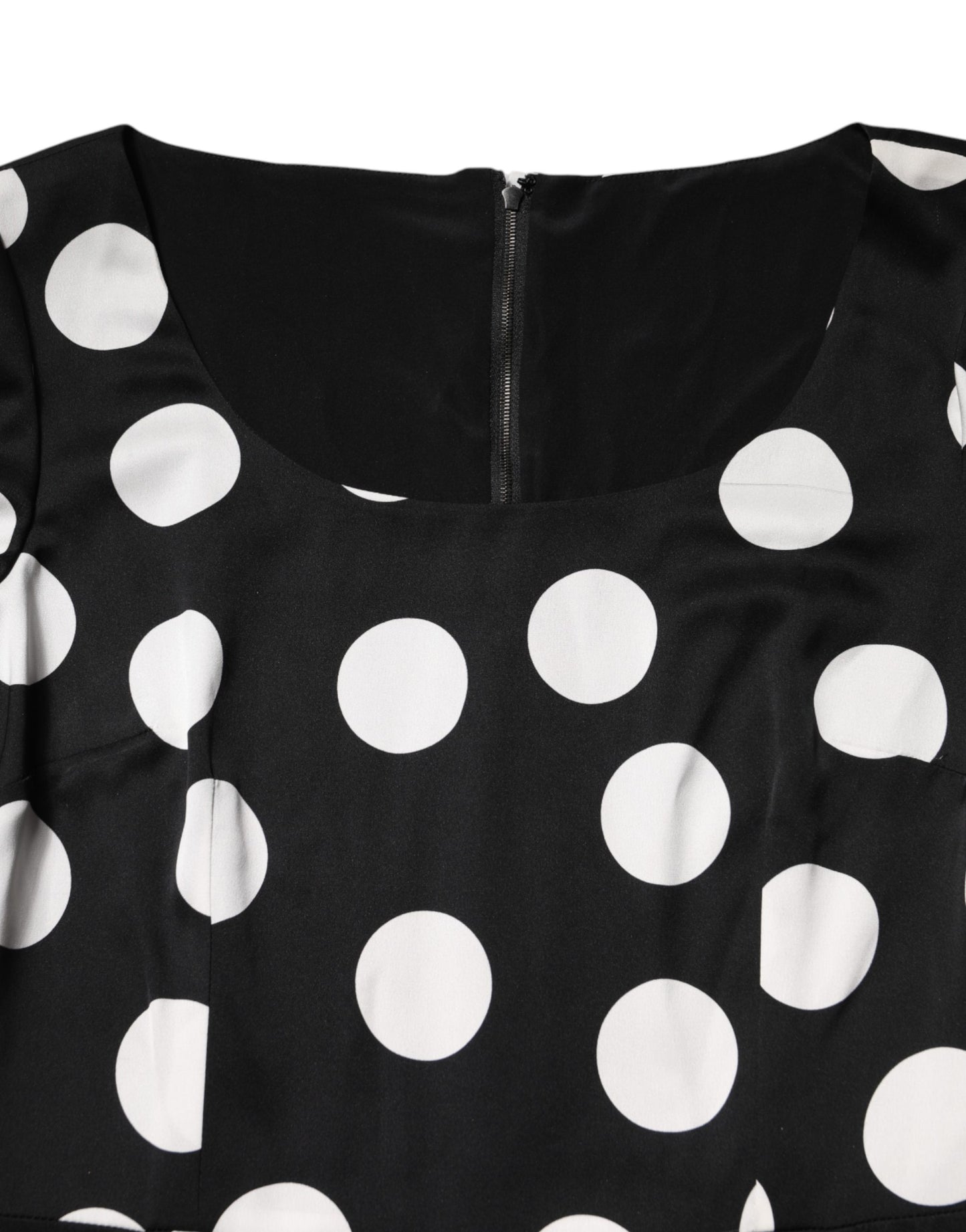 Dolce & Gabbana Black & White Polka Dot Silk Sheath Midi Dress
