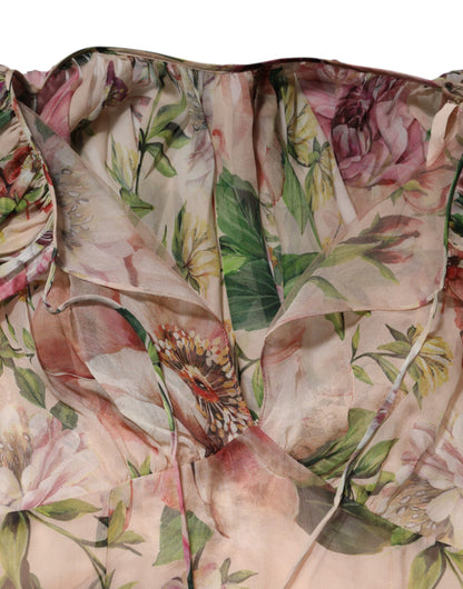 Dolce & Gabbana Multicolor Floral Silk Layered Maxi Dress