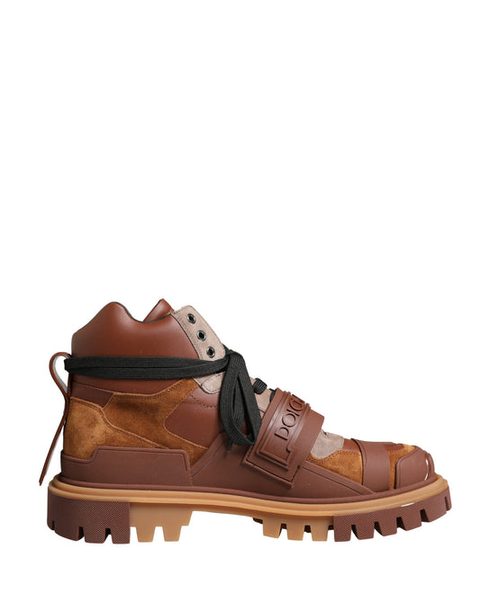 Dolce & Gabbana Brown Leather Trekking-Style Men Boots