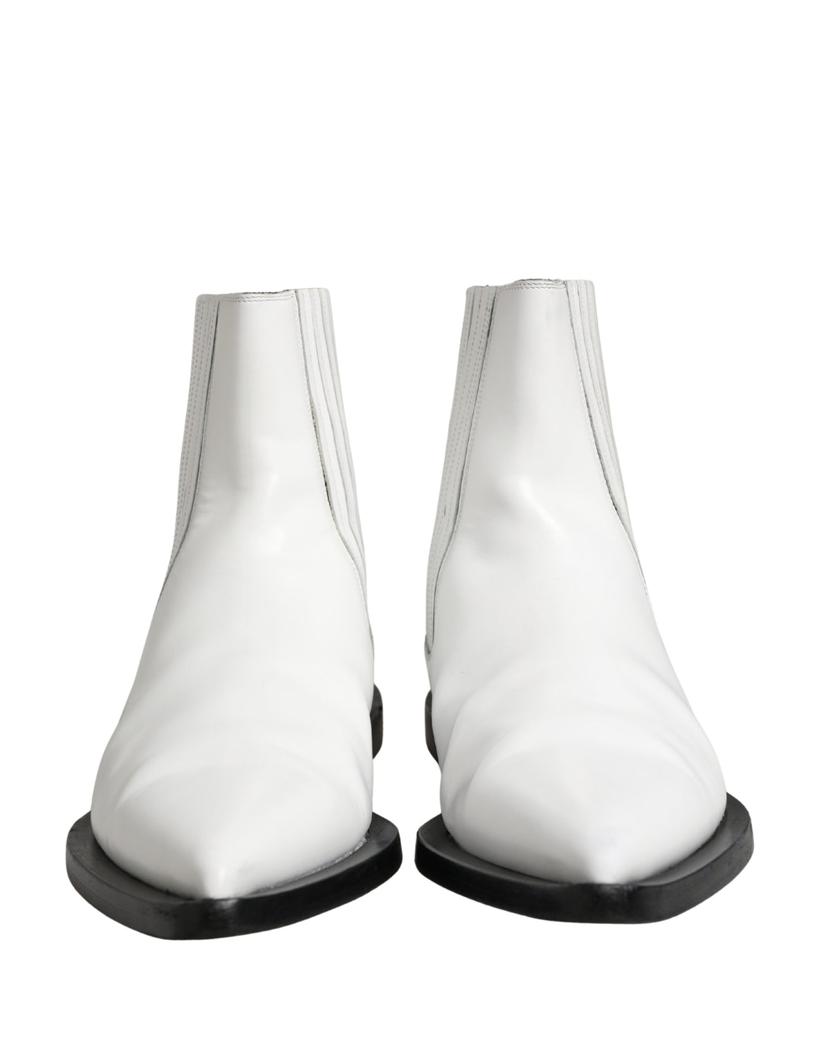 Dolce & Gabbana White Leather Chelsea Slip-On Ankle Boots - New with Minor Defects