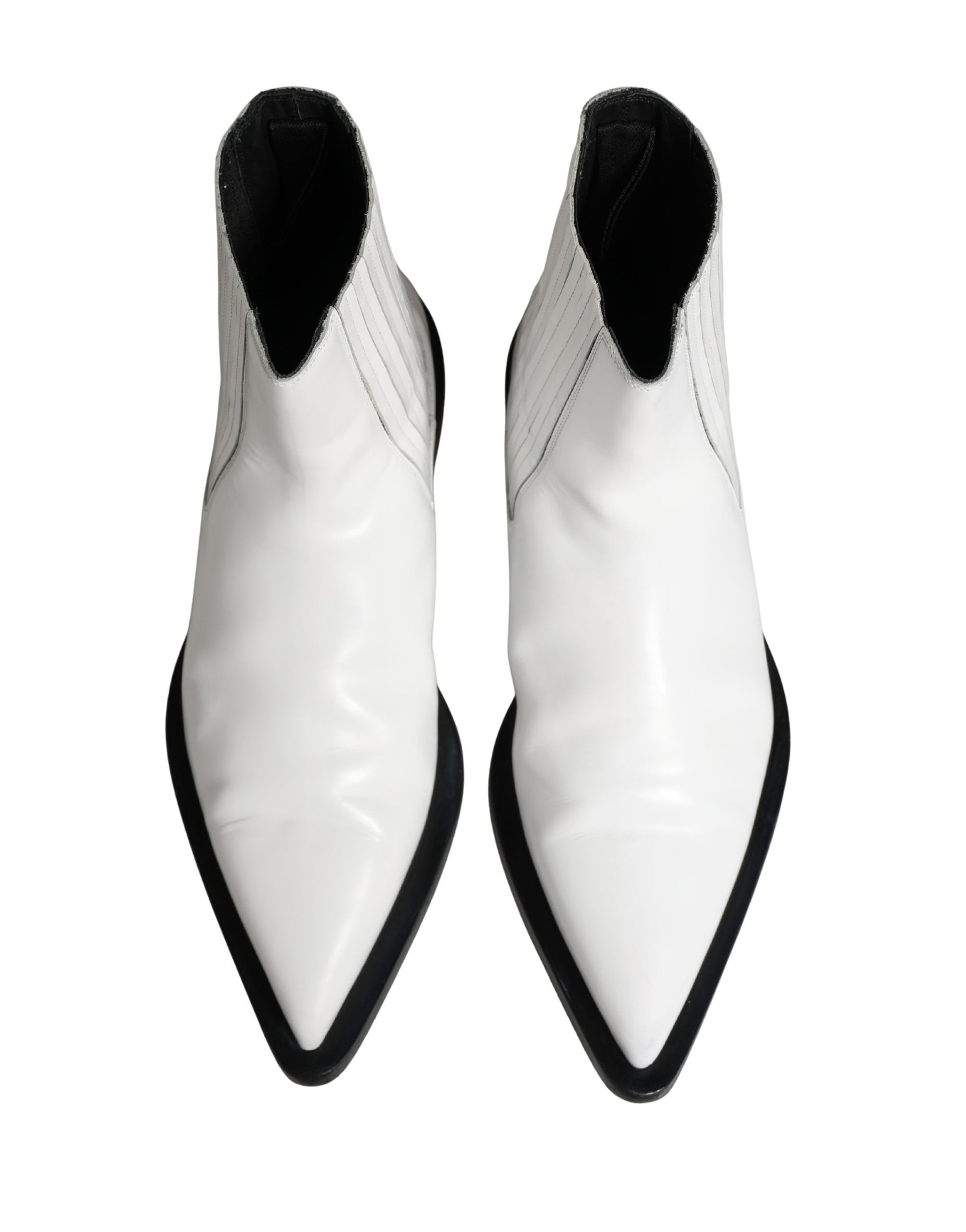 Dolce & Gabbana White Leather Chelsea Slip-On Ankle Boots - New with Minor Defects
