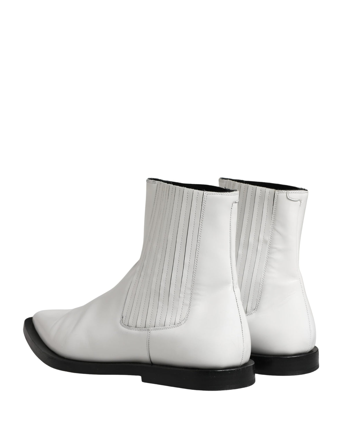 Dolce & Gabbana White Leather Chelsea Slip-On Ankle Boots - New with Minor Defects