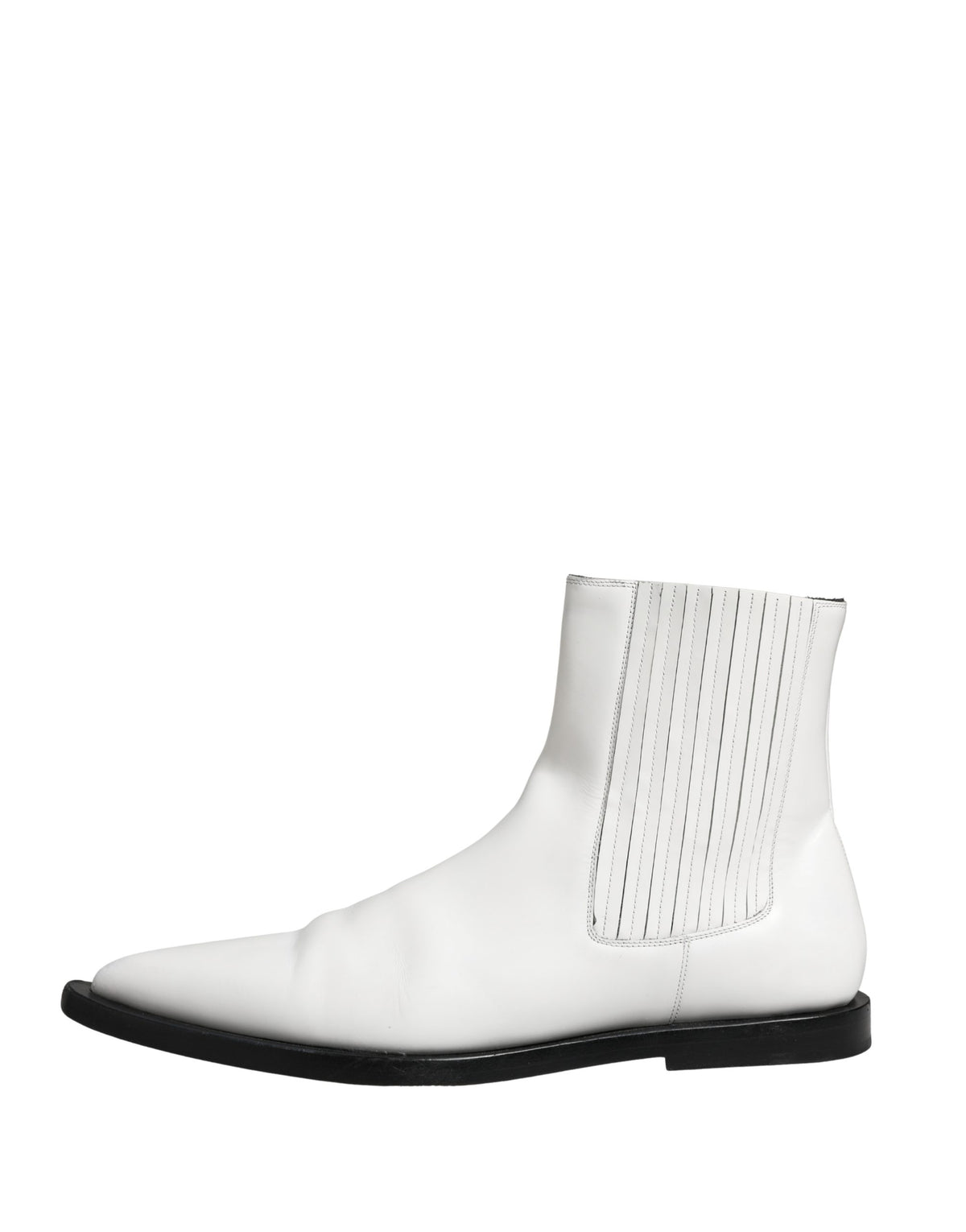 Dolce & Gabbana White Leather Chelsea Slip-On Ankle Boots - New with Minor Defects