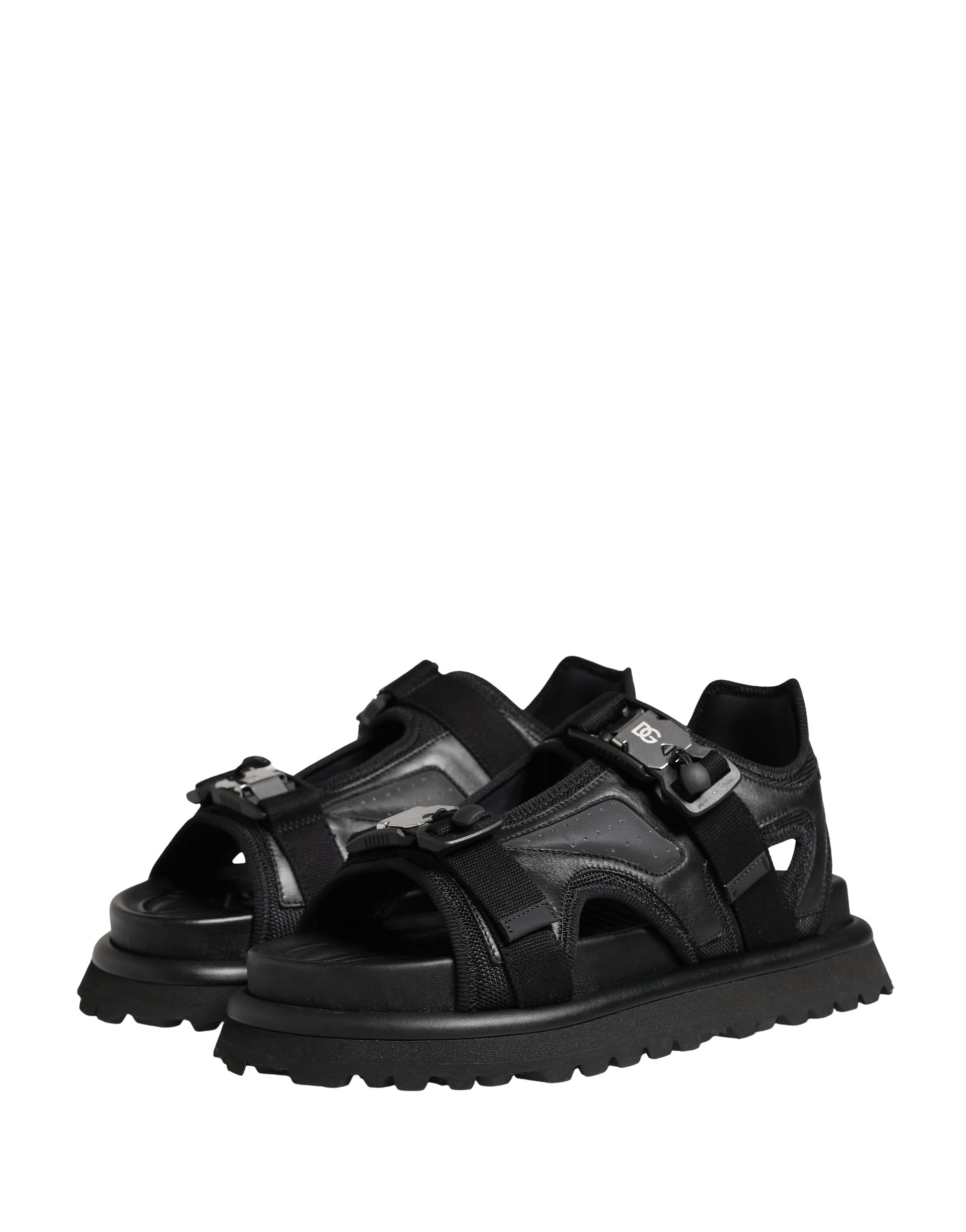 Dolce & Gabbana Black Logo Detailed Men's Chunky Sandals