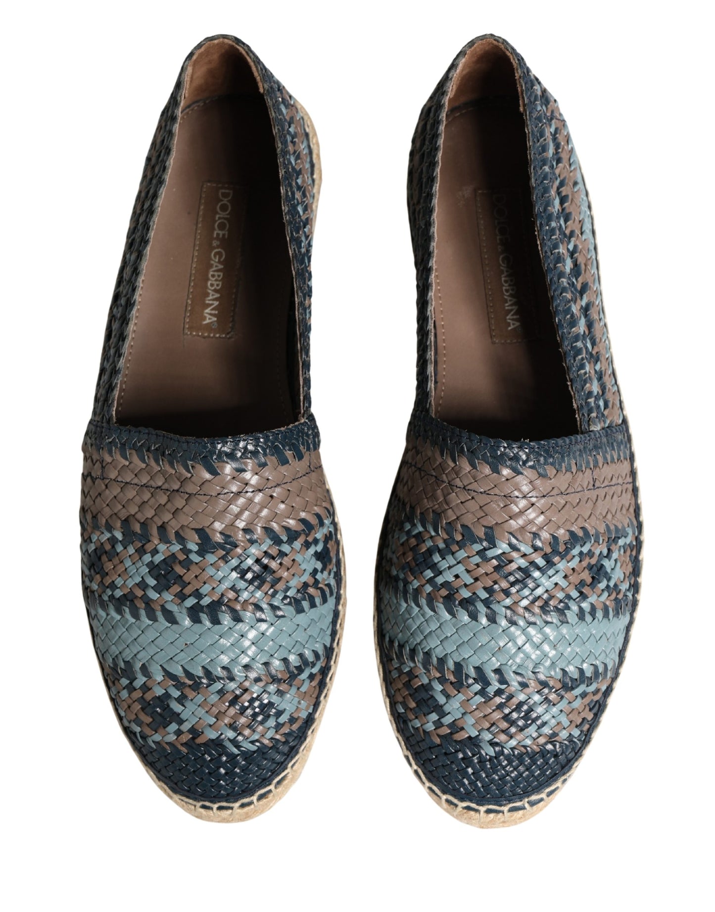 Dolce & Gabbana Preowned Blue & Gray Woven Buffalo Leather Espadrille Shoes