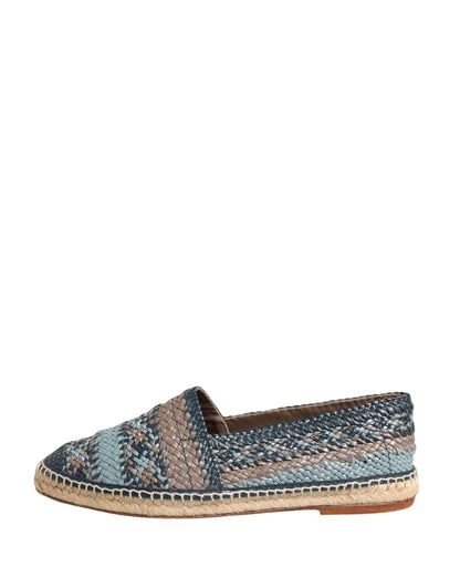 Dolce & Gabbana Preowned Blue & Gray Woven Buffalo Leather Espadrille Shoes