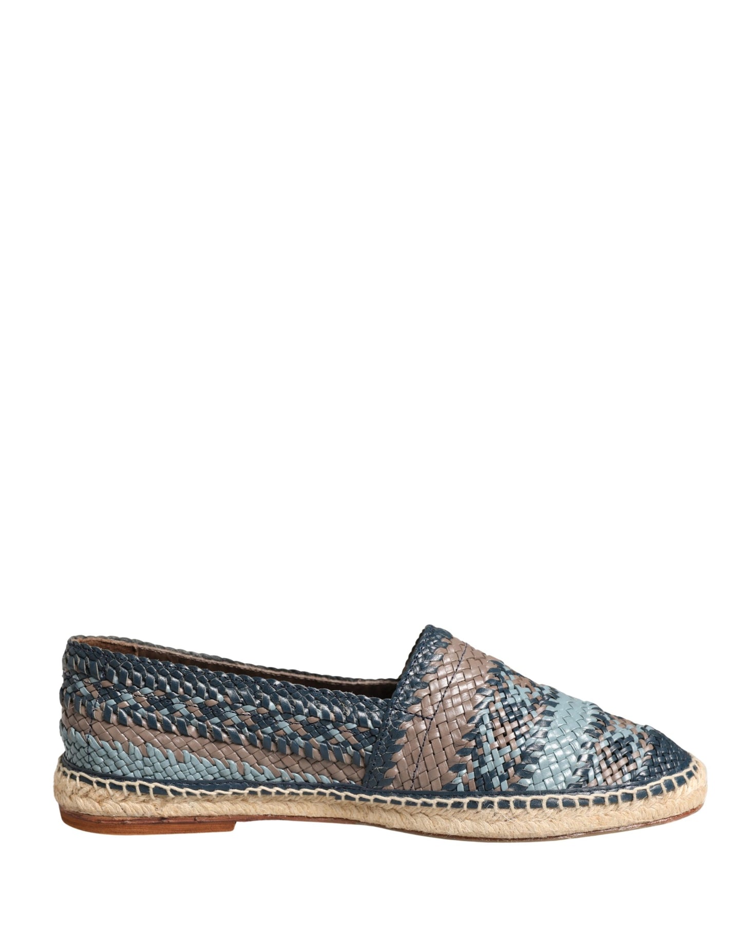 Dolce & Gabbana Preowned Blue & Gray Woven Buffalo Leather Espadrille Shoes