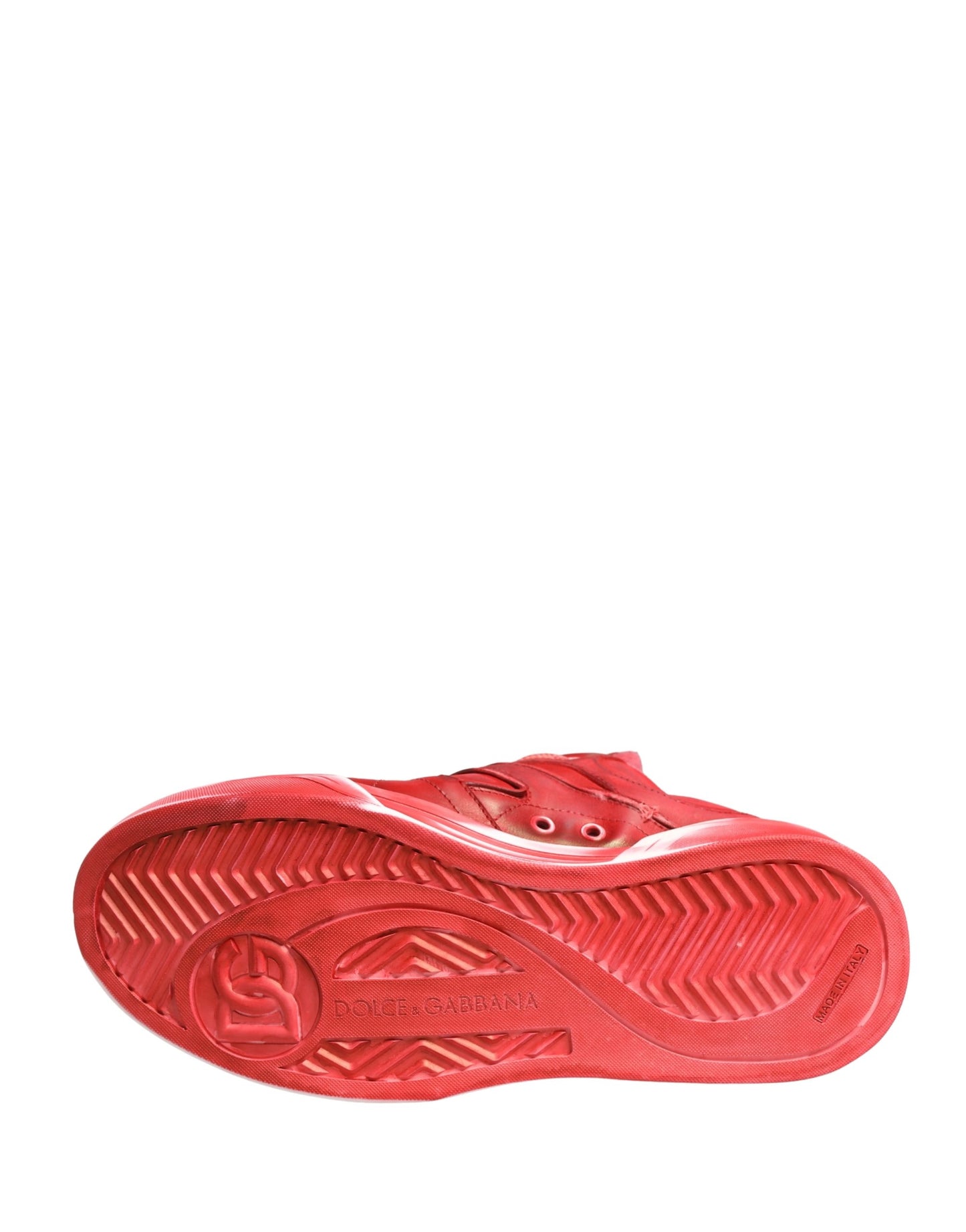 Dolce & Gabbana Red Distressed Suede Low-Top Sneakers (Condition: Minor Defects)