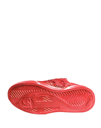 Dolce & Gabbana Red Distressed Suede Low-Top Sneakers (Condition: Minor Defects)