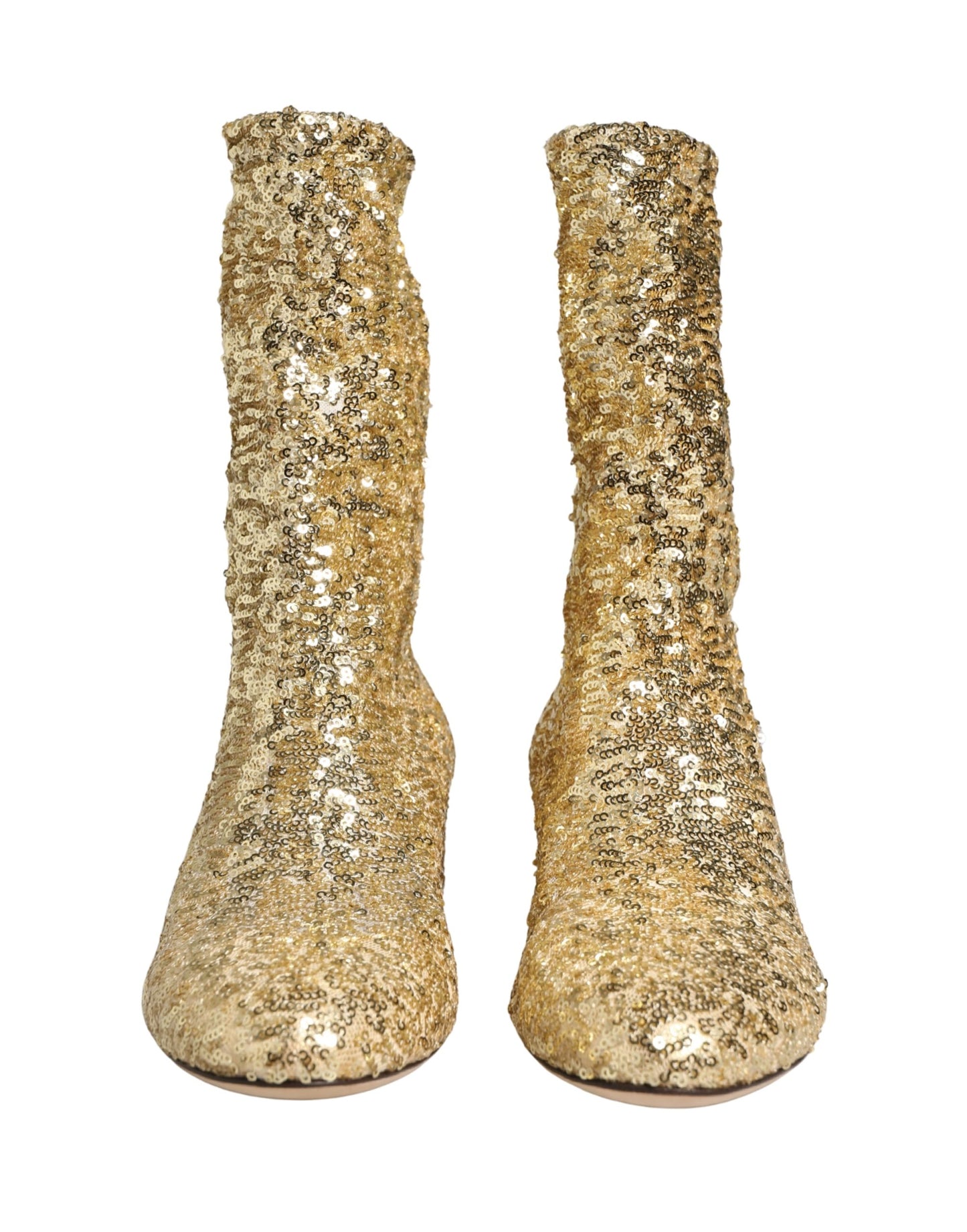 Dolce & Gabbana Gold Sequined Short Boots