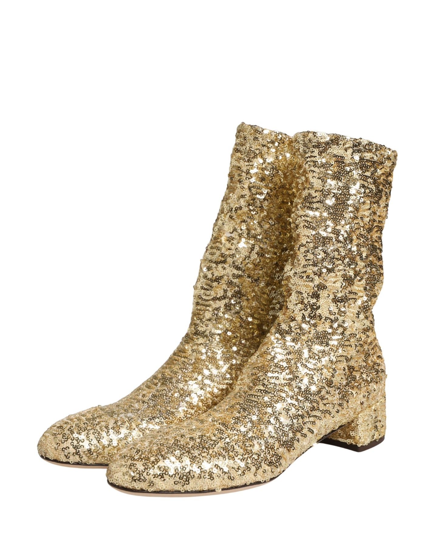 Dolce & Gabbana Gold Sequined Short Boots