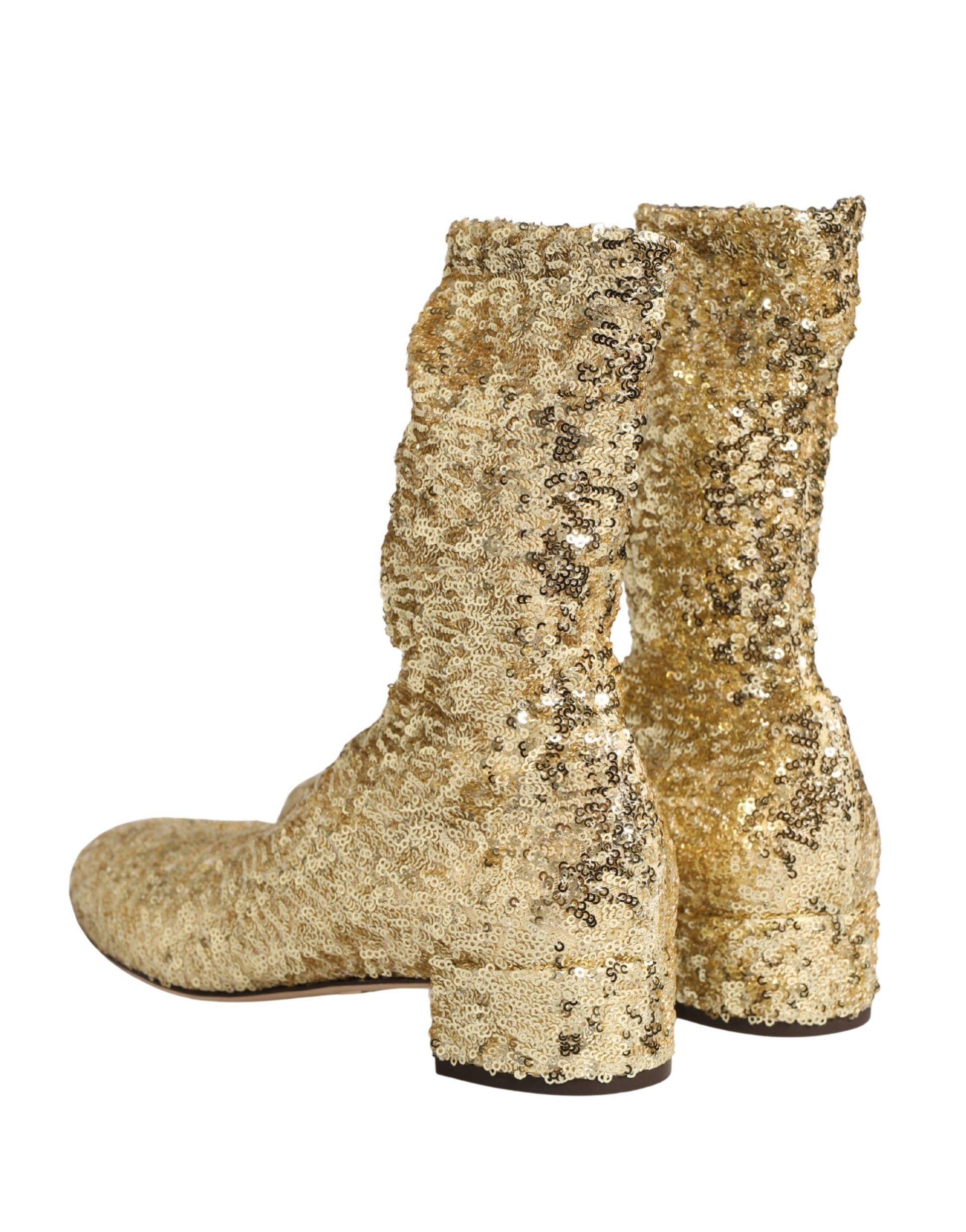 Dolce & Gabbana Gold Sequined Short Boots
