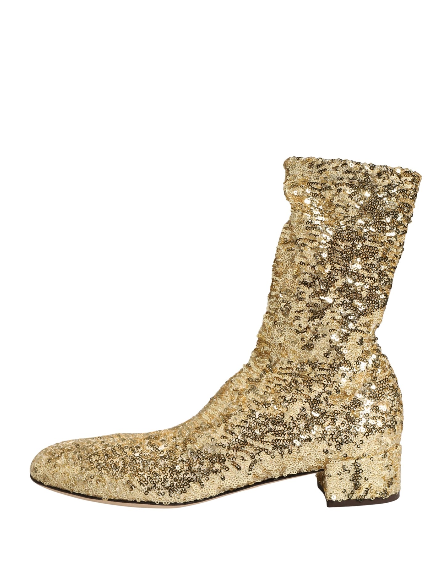 Dolce & Gabbana Gold Sequined Short Boots
