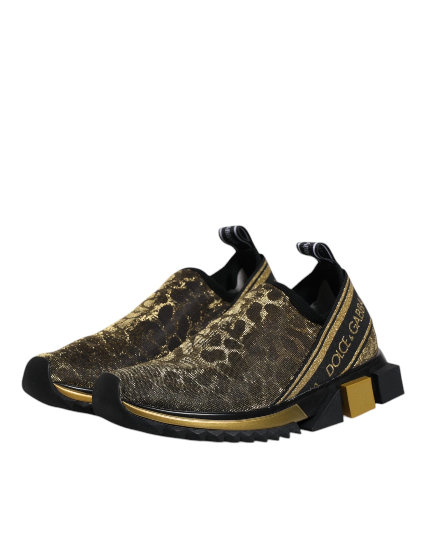 Dolce & Gabbana Gold Glitter Leopard Sorrento Sneakers