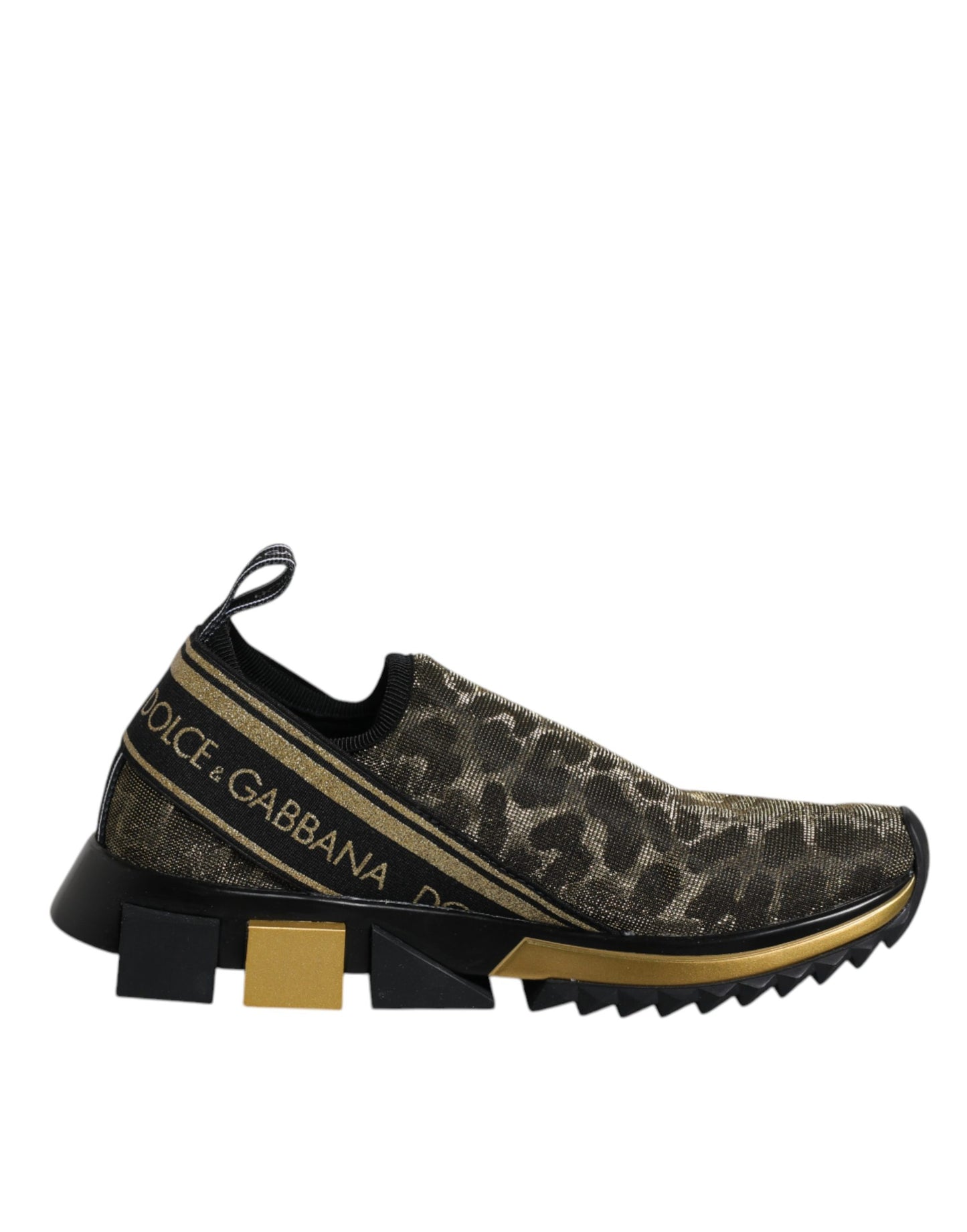 Dolce & Gabbana Gold Glitter Leopard Sorrento Sneakers