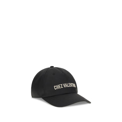 Valentino Garavani Black Cotton Cap - Chez Valentino Baseball Hat