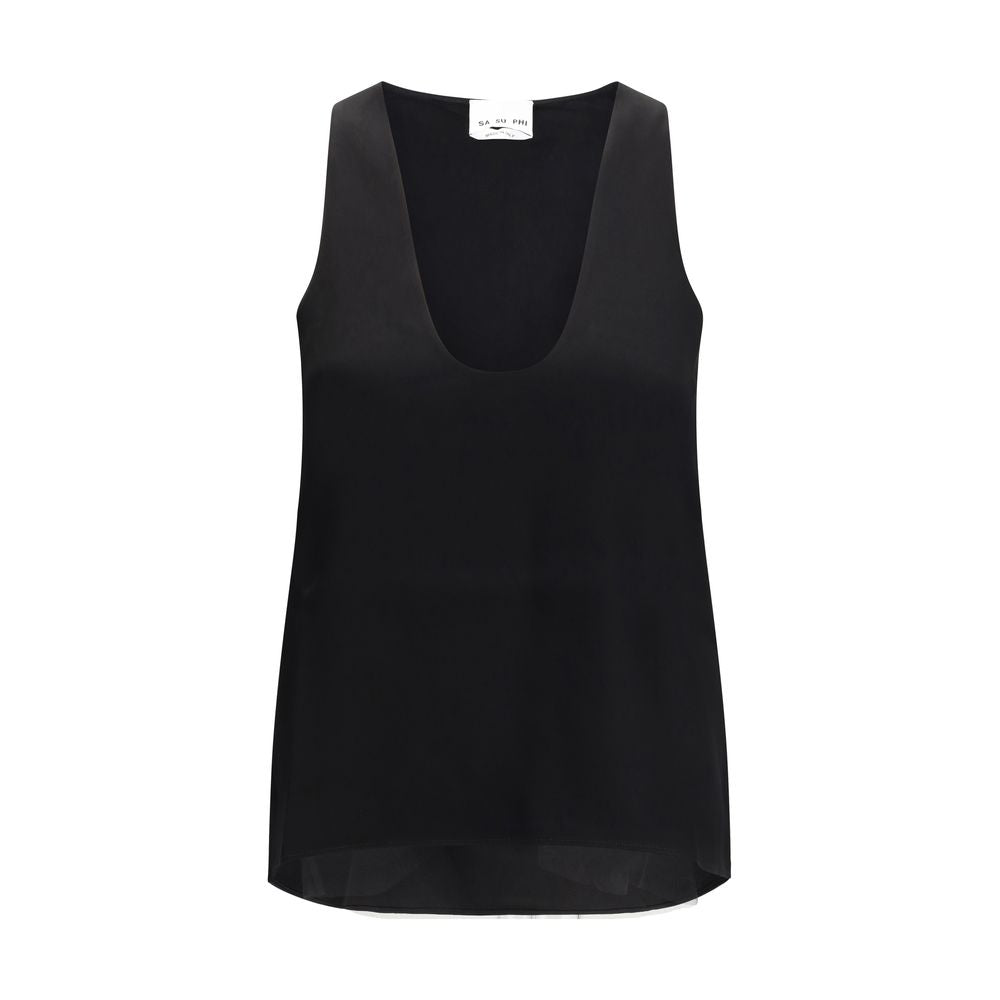 SA SU PHI Black Silk Top - Elevate Your Wardrobe with Elegance