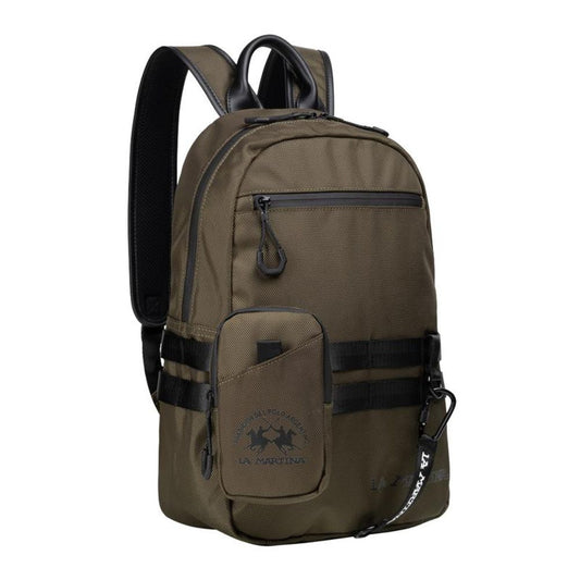 La Martina Bicolor Polyester Backpack - Green Elegance for the Modern Trendsetter