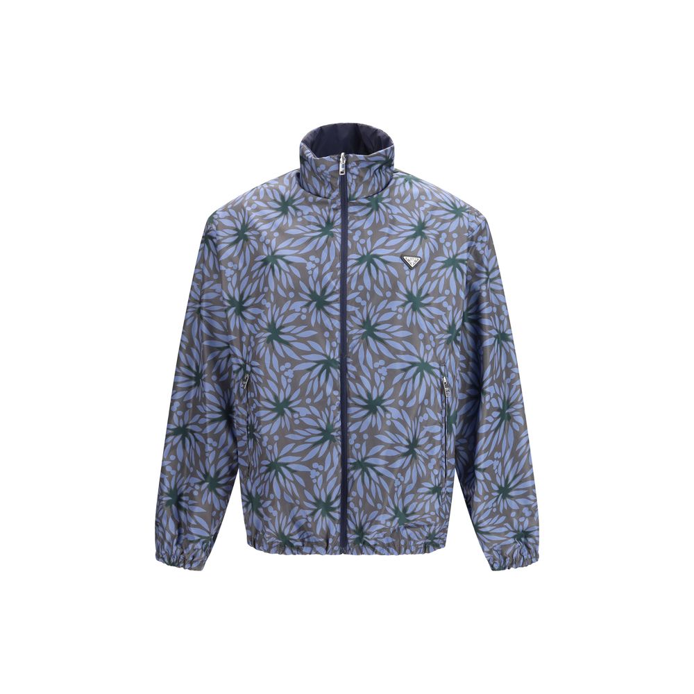 Prada Blue & Daisy Reversible Flower Print Re-Nylon Hooded Windbreaker