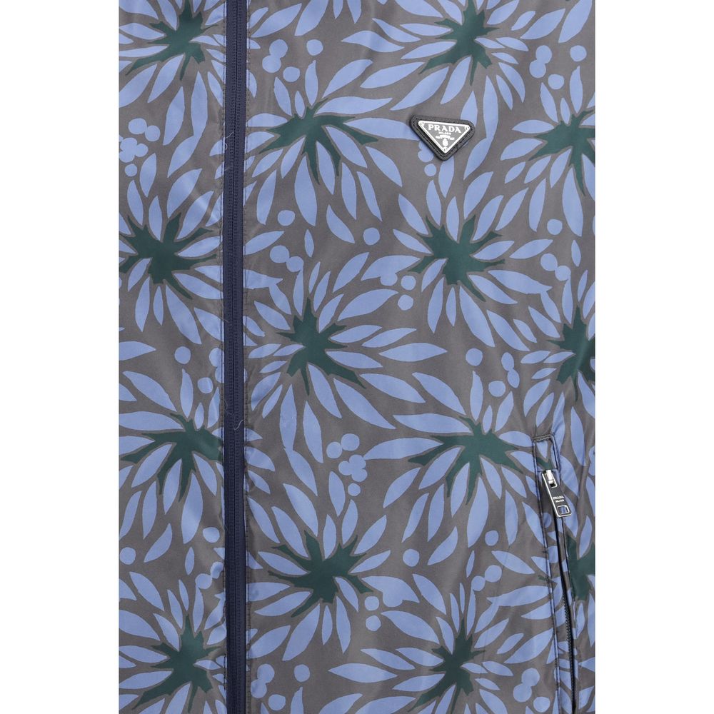 Prada Blue & Daisy Reversible Flower Print Re-Nylon Hooded Windbreaker