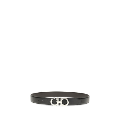 Ferragamo Black Calf Leather Gancini Belt