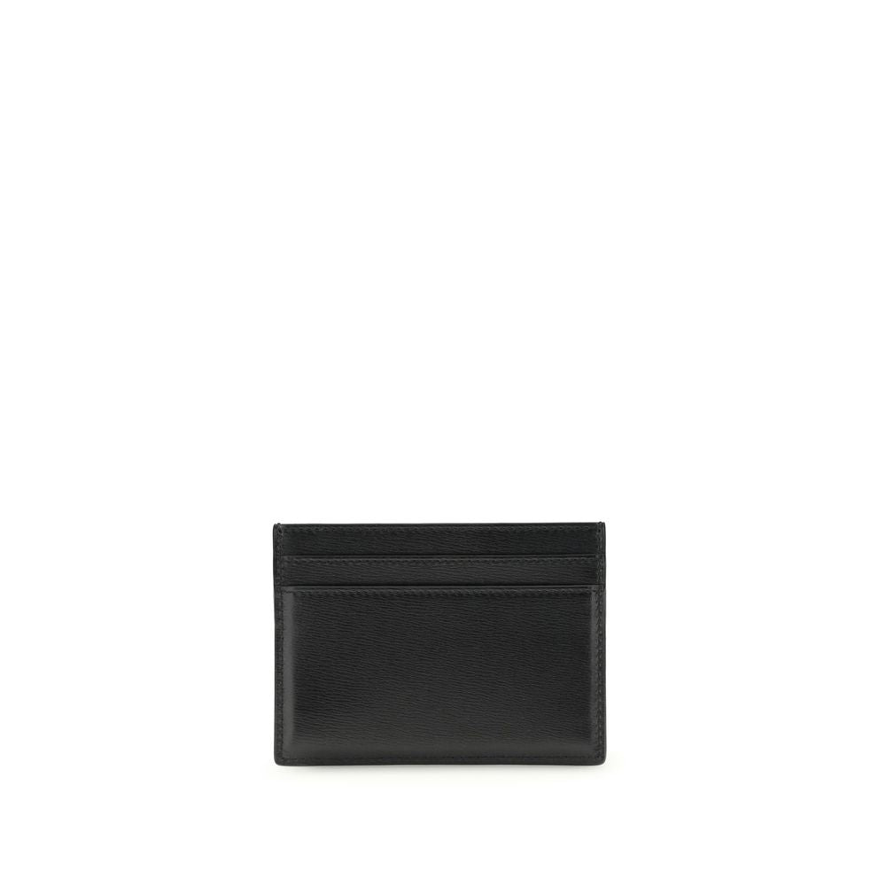Saint Laurent Black Calf Leather Cassandre Card Holder Wallet