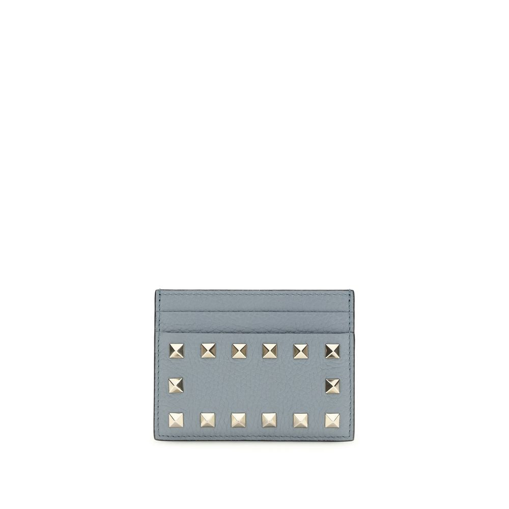 Valentino Garavani Blue Rockstud Leather Card Holder