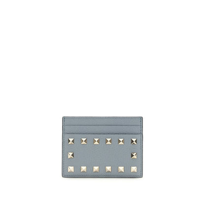 Valentino Garavani Blue Rockstud Leather Card Holder