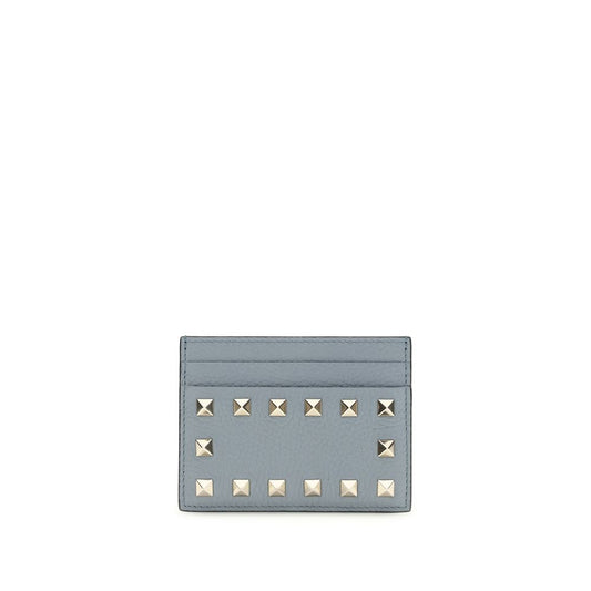 Valentino Garavani Blue Rockstud Leather Card Holder