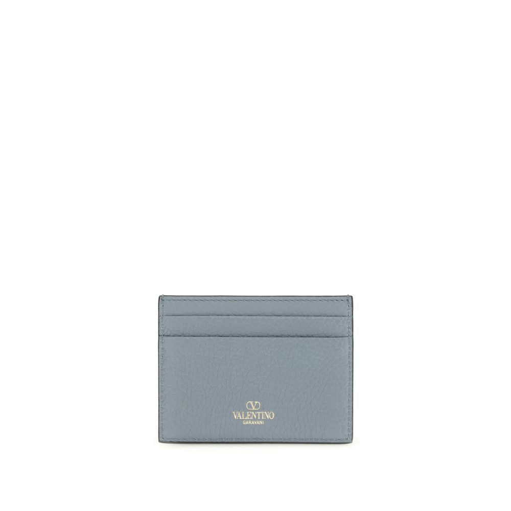 Valentino Garavani Blue Rockstud Leather Card Holder