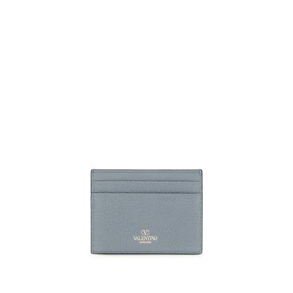 Valentino Garavani Blue Rockstud Leather Card Holder