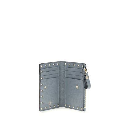 Valentino Garavani Blue Leather Rockstud Zipper Wallet