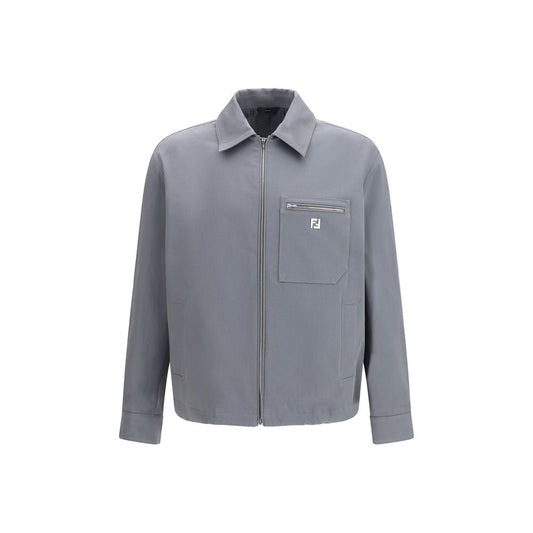 Fendi New Rich Grey Gabardine Blouson Jacket for Men