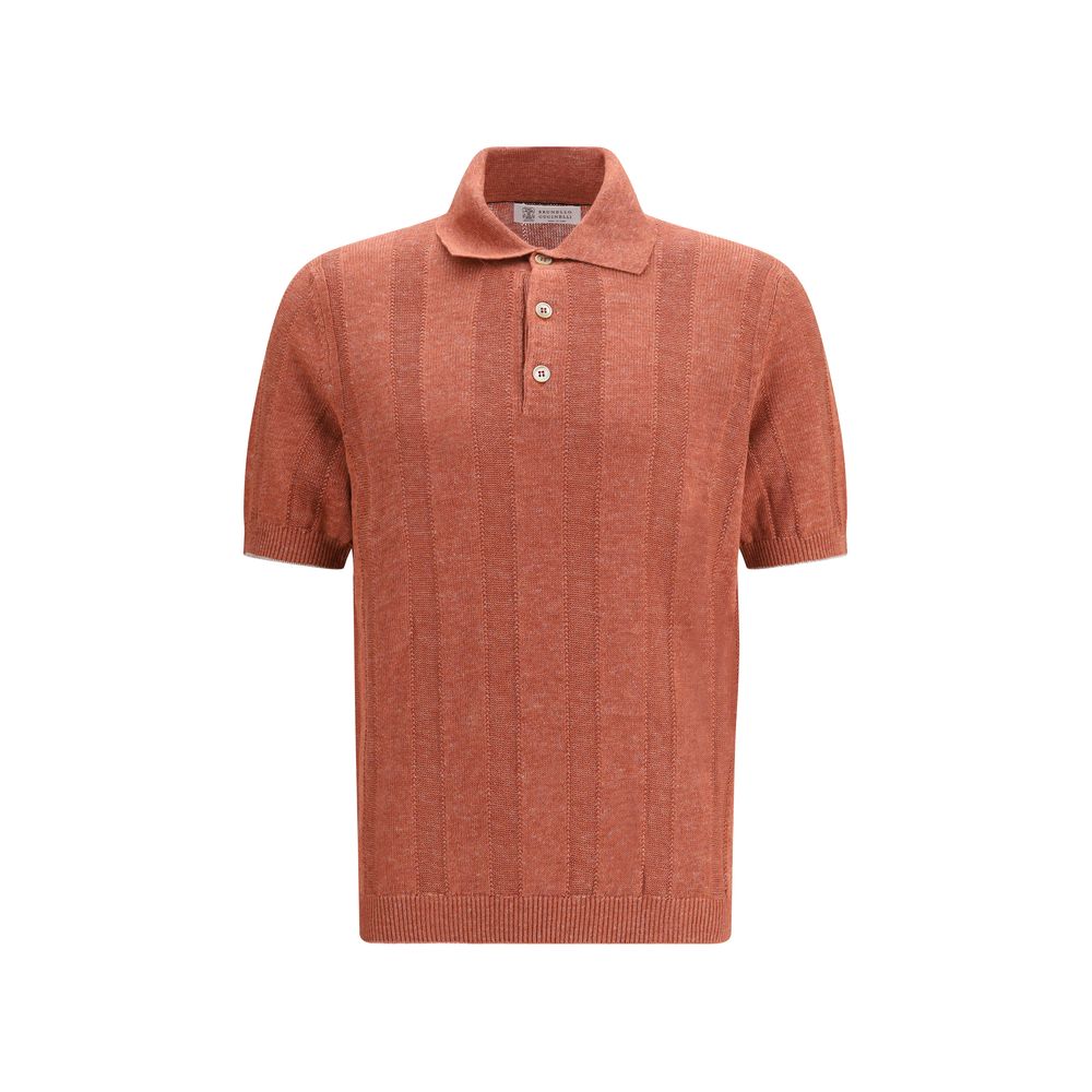 Brunello Cucinelli Orange Cotton Polo Shirt - Elegance Redefined