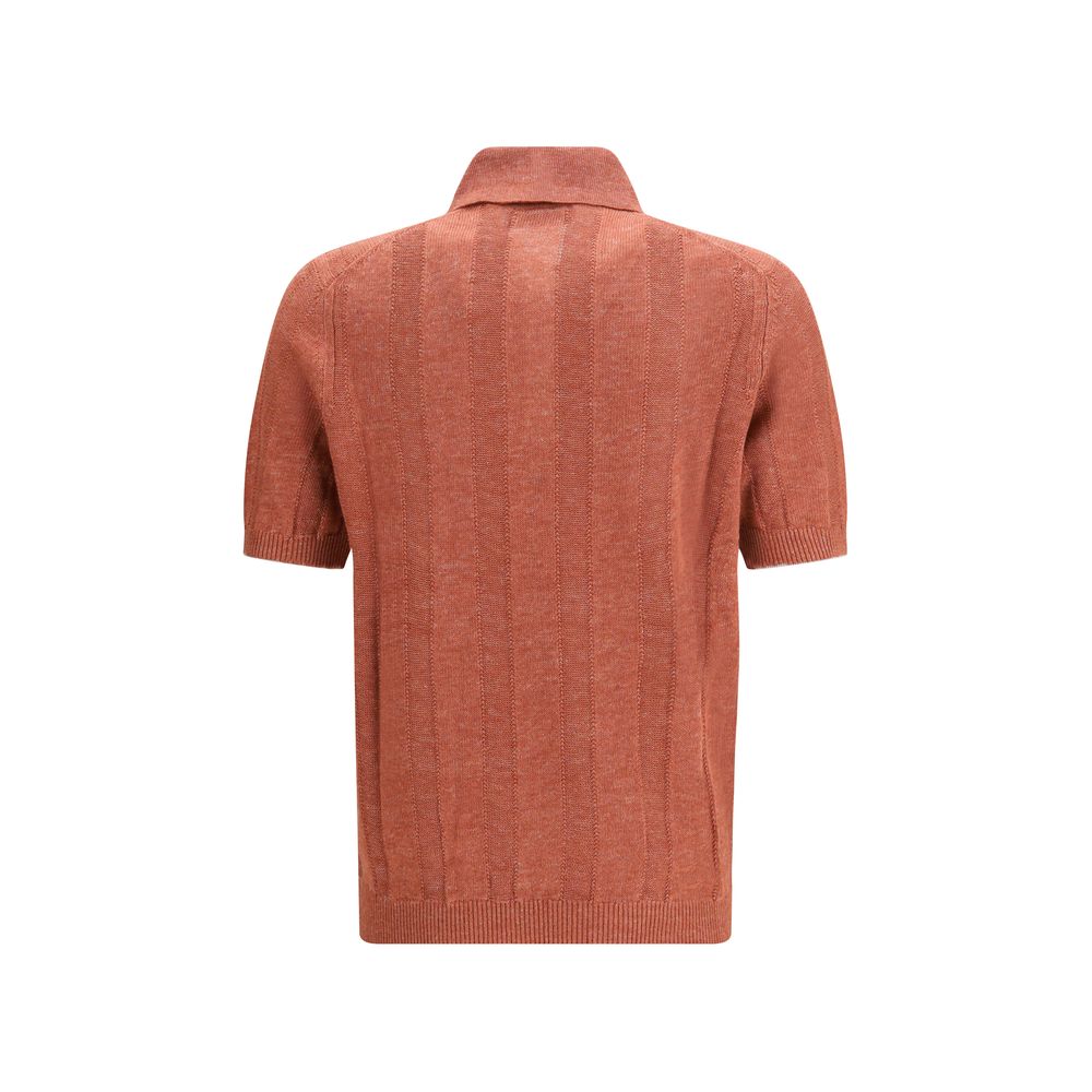 Brunello Cucinelli Orange Cotton Polo Shirt - Elegance Redefined