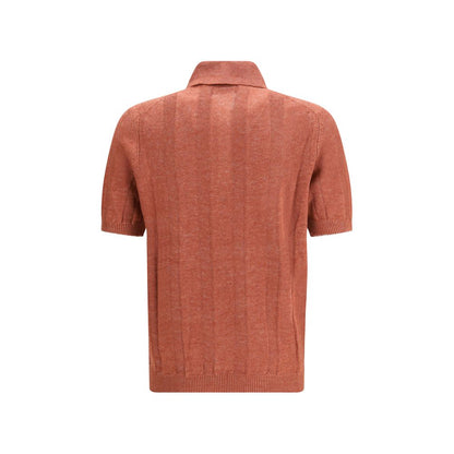 Brunello Cucinelli Orange Cotton Polo Shirt - Elegance Redefined