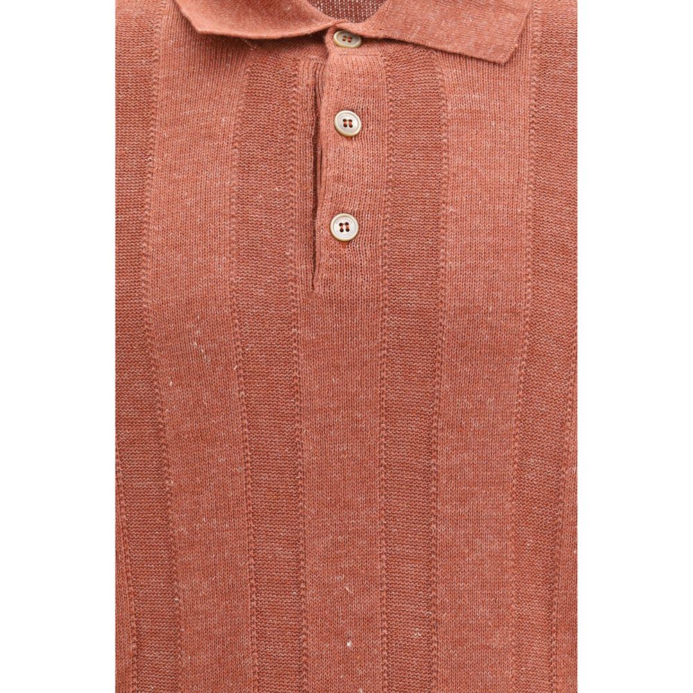 Brunello Cucinelli Orange Cotton Polo Shirt - Elegance Redefined