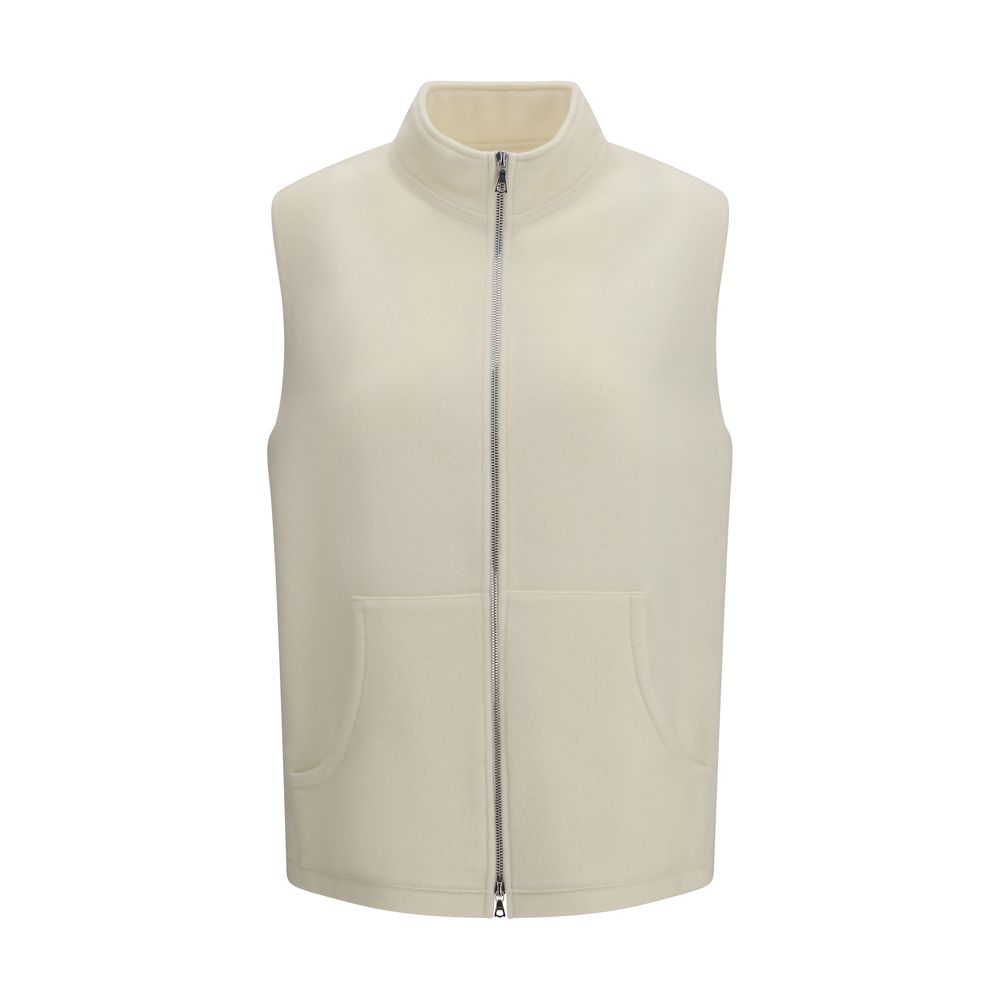 RIER Beige Fleece Wool Sleeveless Jacket