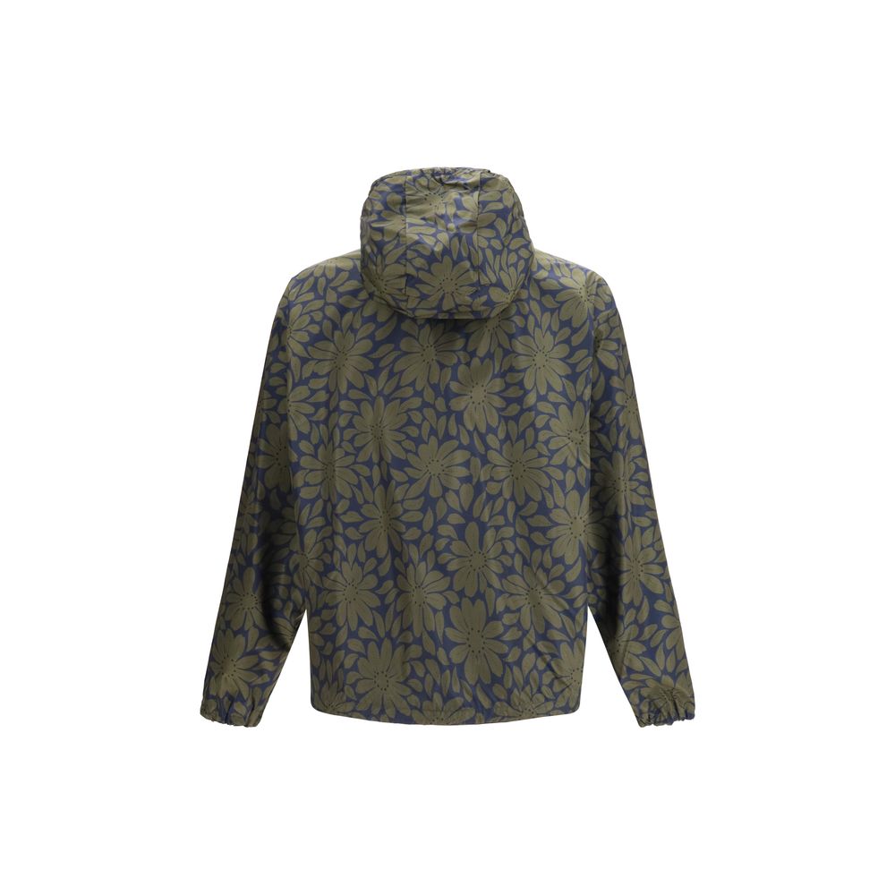 Prada Re-Nylon Reversible Black & Daisy Flower Print Hooded Windbreaker Jacket