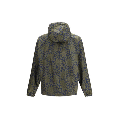 Prada Re-Nylon Reversible Black & Daisy Flower Print Hooded Windbreaker Jacket