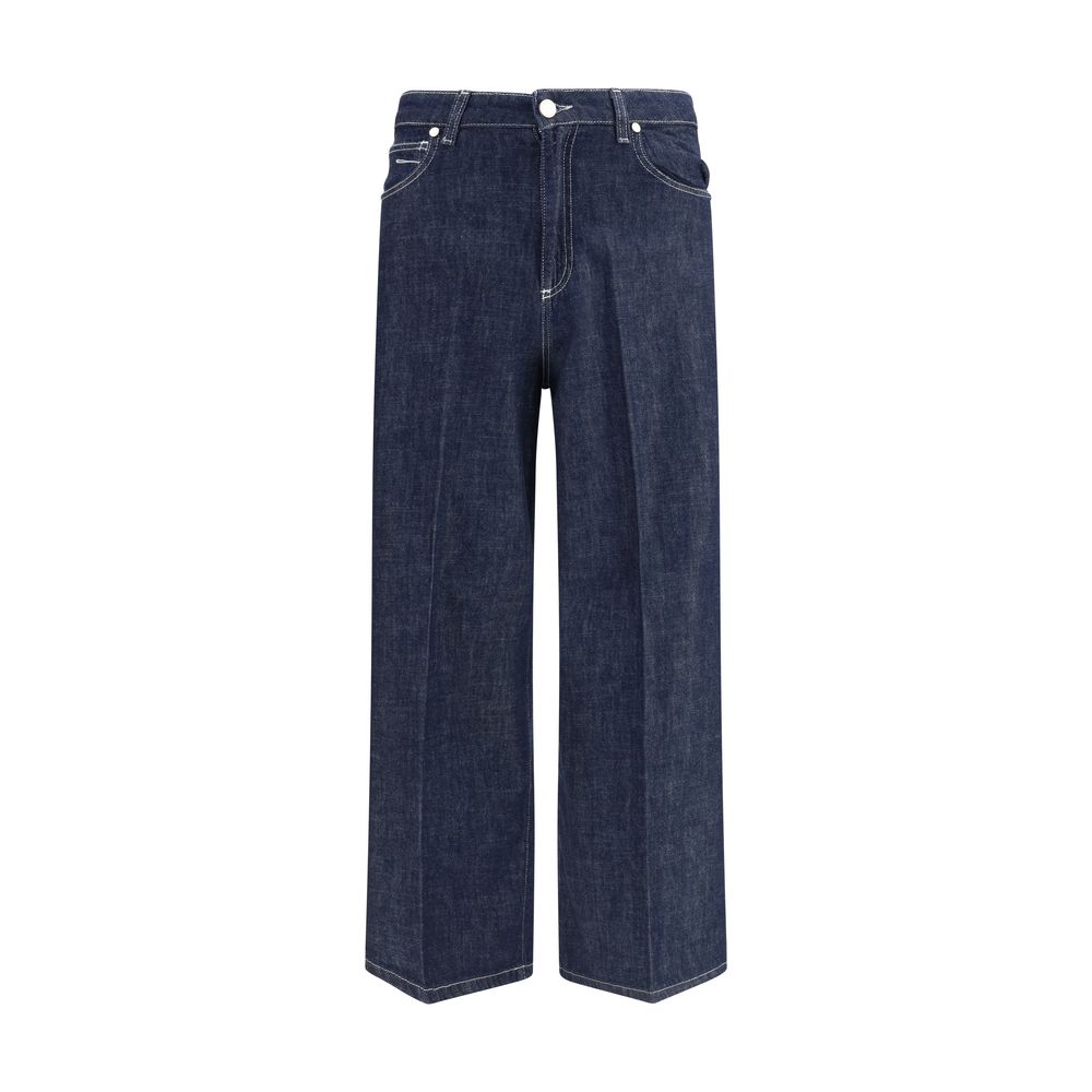 Cruna Blue Cotton Wide-Leg Jeans